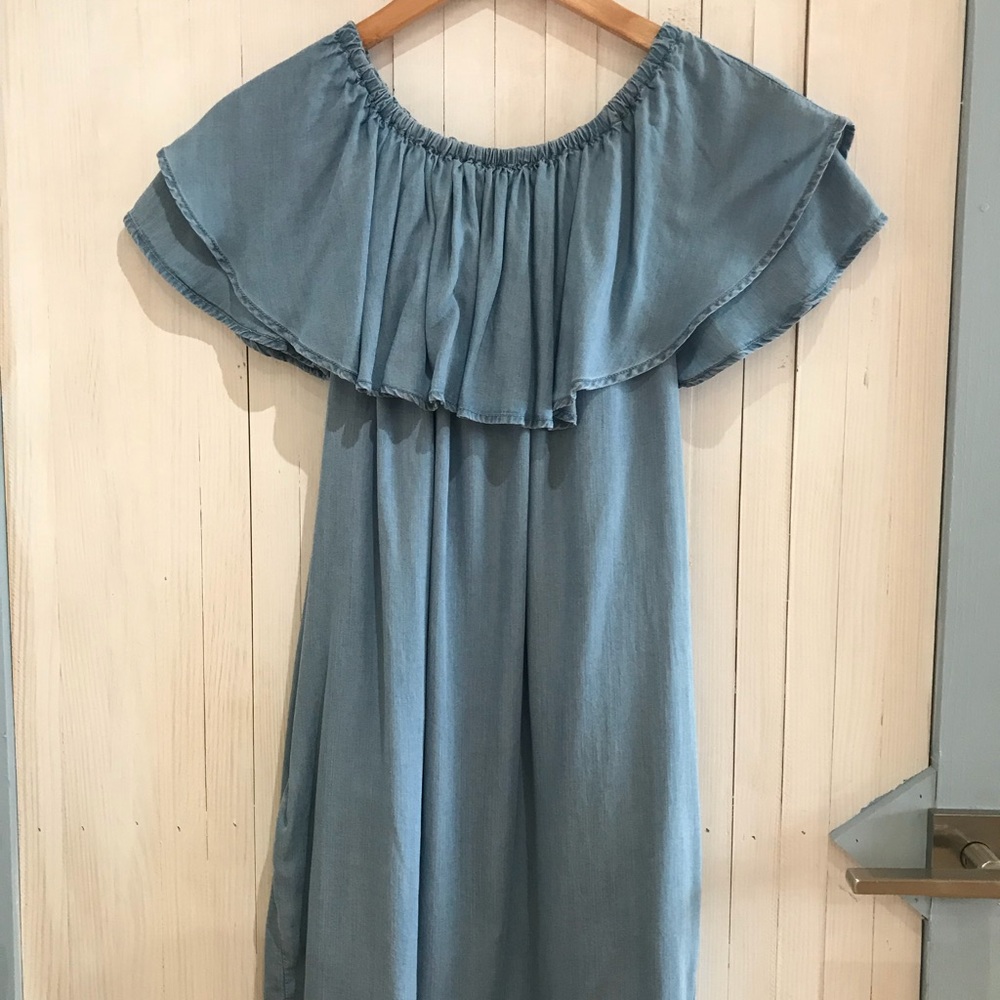 Denim off the shoulder dress